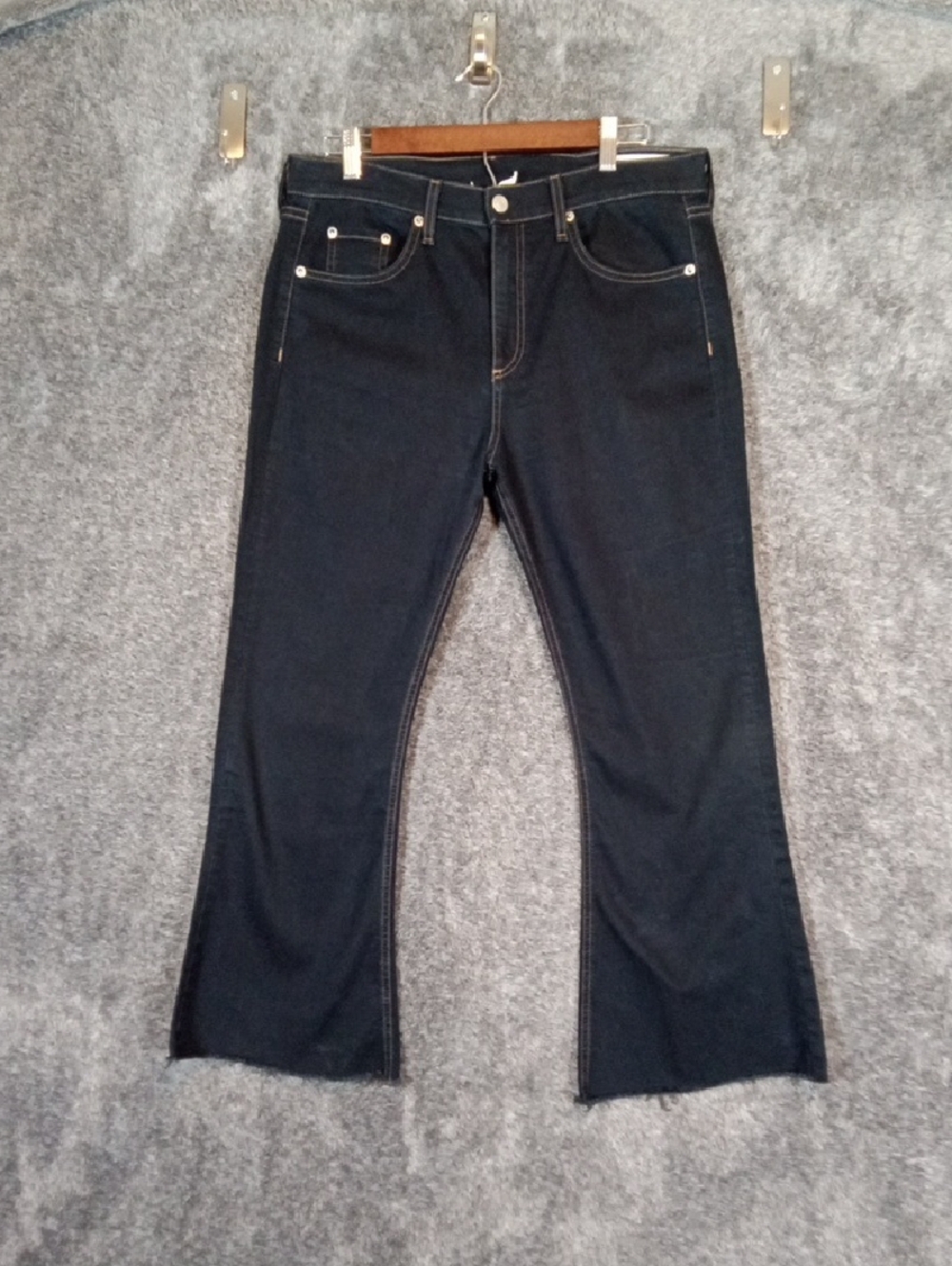 Rag& Bone Cropped Flare Raw Hem Jean High Rise Stretch Womens 31